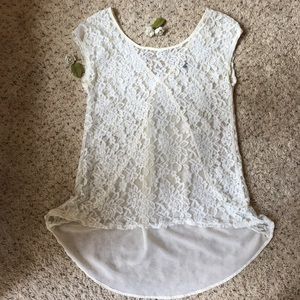 White lace w/sheer white on back top
